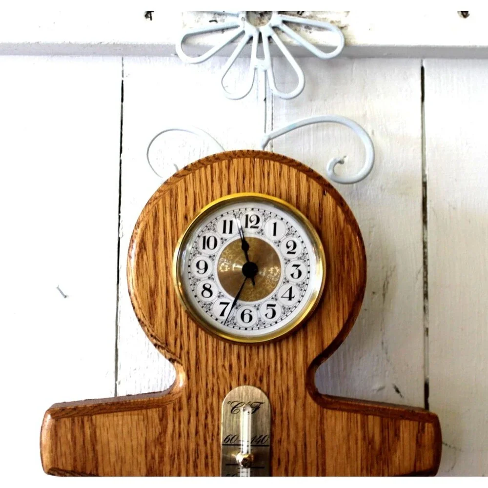 Rare Vintage Wood Carved Anchor Millibars Barometer Weather/Time 22